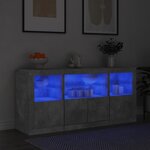 vidaXL Buffet avec lumières LED gris béton 142 5x37x67 cm