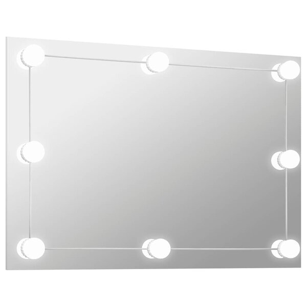 vidaXL Miroir mural sans cadre avec lampes LED Rectangulaire Verre
