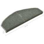 vidaXL Tapis d'escalier 15 pièces 65 x 24 x 4 cm Vert foncé Demi-rond Grand
