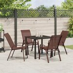 vidaXL Ensemble de salle à manger de jardin 5 pièces en Textilène marron et acier