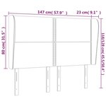vidaXL Tête de lit avec oreilles Noir 147x23x118/128 cm Tissu