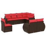 vidaXL Salon de jardin 8 Pièces avec coussins marron résine tressée