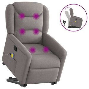 vidaXL Fauteuil inclinable de massage Taupe Tissu