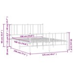 vidaXL Cadre de lit métal sans matelas et pied de lit blanc 120x190 cm