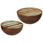 vidaXL Tables basses en forme de bol 2 Pièces bois de récupération massif