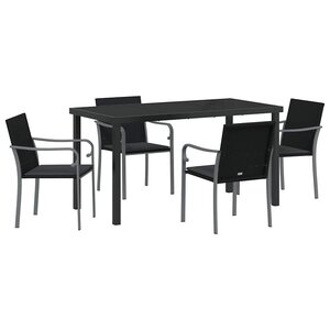 vidaXL Ensemble de salle à manger pour jardin 5 Pièces Noir Poly rotin