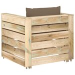 Salon de jardin meuble d'extérieur ensemble de mobilier 2 pièces avec coussins bois imprégné de vert 02_0015889