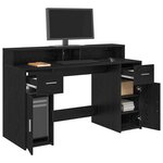 vidaXL Bureau avec porte Chêne noir 140 x 55 x 91 cm Bois d'ingénierie