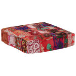 vidaXL Pouf carré en coton fait à la main 50 x 50 x 12 cm Rouge