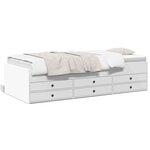 vidaXL Lit de jour avec tiroirs blanc 75x190 cm bois d'ingénierie