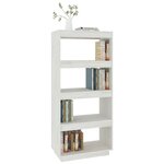 vidaXL Bibliothèque/Séparateur de pièce Blanc 60x35x135 cm Pin massif