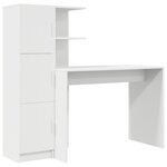 vidaXL Bureau avec rangement blanc en bois d'ingénierie
