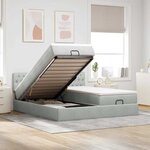 VidaXL Cadre de lit ottoman et matelas gris clair 160x200cm velours