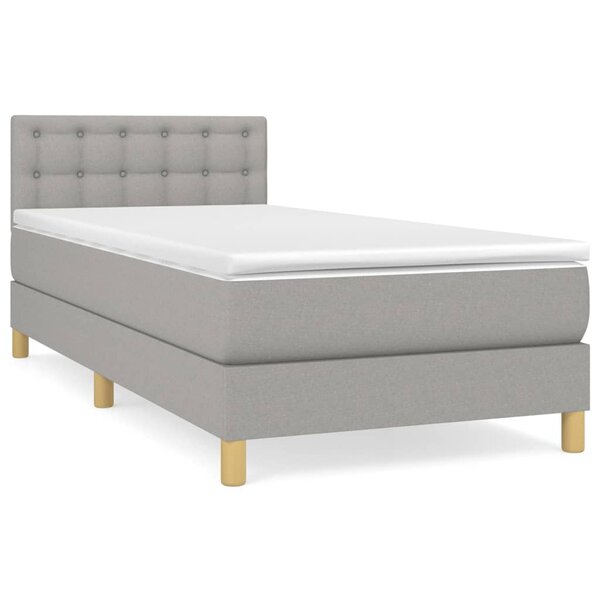 vidaXL Sommier à lattes de lit avec matelas Gris clair 100x200cm Tissu