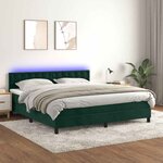 vidaXL Sommier à lattes de lit matelas et LED Vert foncé 160x200 cm