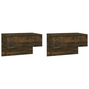vidaXL Tables de chevet murales 2 Pièces Chêne fumé
