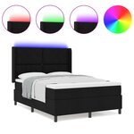 Lit Box Spring vidaXL avec Matelas et LED - Noir  140x200 cm  Tissu
