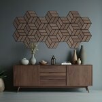 4 Panneaux muraux 30x26 hexagone marron bois