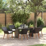 vidaXL Ensemble de salle à manger pour jardin 7 Pièces Noir polyrotin
