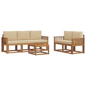 vidaXL Ensemble de canapés d'extérieur 6 Pièces Naturel et Beige