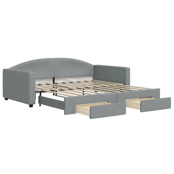 vidaXL Lit de jour avec lit gigogne et tiroirs 100x190 cm tissu