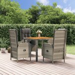 vidaXL Ensemble à manger de jardin 5 Pièces coussins gris résine tressée