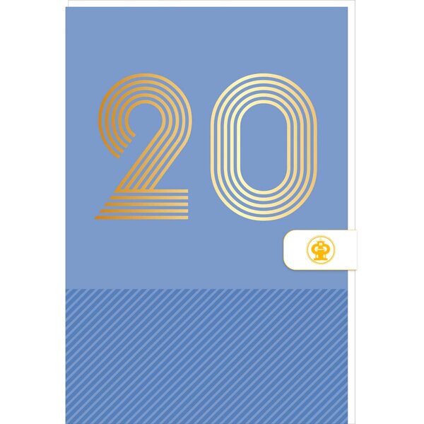 Carte D'anniversaire 20 Ans En Or - Bleu - A Message - Pour Homme Et Femme - 11 5 X 17 Cm - Draeger paris