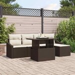vidaXL Ensemble de canapé de jardin avec coussin 6 Pièces Marron et crème