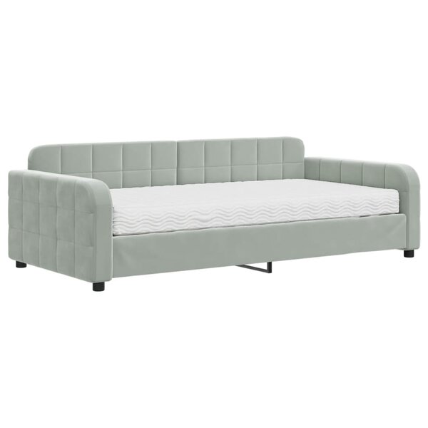 vidaXL Lit de jour avec matelas gris clair 100x200 cm velours