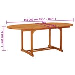 vidaXL Table de jardin 200x100x75 cm Bois d'eucalyptus solide