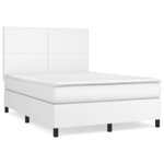 vidaXL Sommier à lattes de lit avec matelas Blanc 140x190cm Similicuir