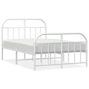 vidaXL Cadre de lit métal sans matelas et pied de lit blanc 120x190 cm