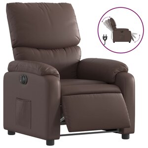 vidaXL Fauteuil inclinable électrique Marron Similicuir