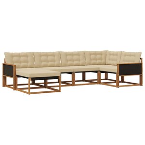 vidaXL Ensemble de canapés d'extérieur 6 Pièces Naturel et Beige