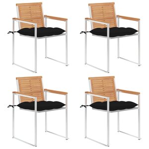 vidaXL Chaises de jardin lot de 4 avec coussins Bois de teck massif