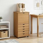 vidaXL Cabinet roulant Marron miel 53 x 39 x 103 cm Bois de Pin Massif
