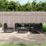vidaXL Salon de jardin avec coussins 6 Pièces anthracite acier