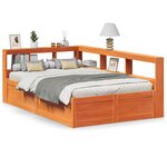 vidaXL Lit bibliothèque sans matelas cire marron 120x190cm pin massif