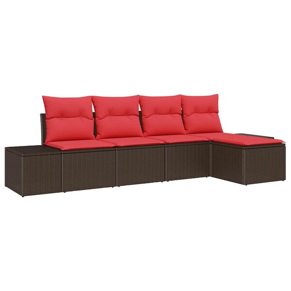 vidaXL Ensemble de canapé de jardin 5 Pièces Marron polyrotin