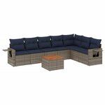 vidaXL Salon de jardin 8 Pièces avec coussins gris résine tressée