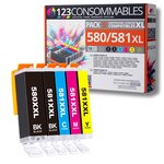 580 581XL - Pack 5 cartouches Canon 580/581 XL compatibles TS8150 TR7500