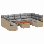 vidaXL Ensemble de canapé de jardin 10 Pièces Beige Poly rotin