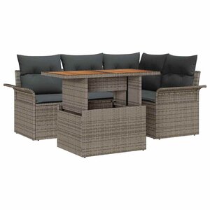 vidaXL Ensemble de canapé de jardin 5 Pièces Gris Poly rotin