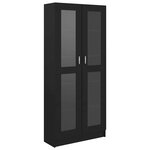 vidaXL Armoire à vitrine Noir 82 5x30 5x185 cm Bois d’ingénierie