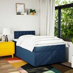 vidaXL Sommier à lattes de lit avec matelas bleu 120x190 cm tissu