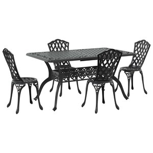 vidaXL Ensemble de salle à manger pour jardin 5 Pièces Noir Aluminium