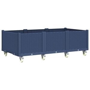 vidaXL Jardinière à roulettes bleu gris 150x80x54 cm PP
