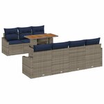 vidaXL Ensemble de canapé de jardin 8 Pièces Gris Poly rotin