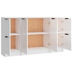 vidaXL Buffets 3 Pièces blanc brillant bois d'ingénierie