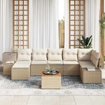 vidaXL Ensemble de canapé de jardin 8 Pièces Beige et blanc
